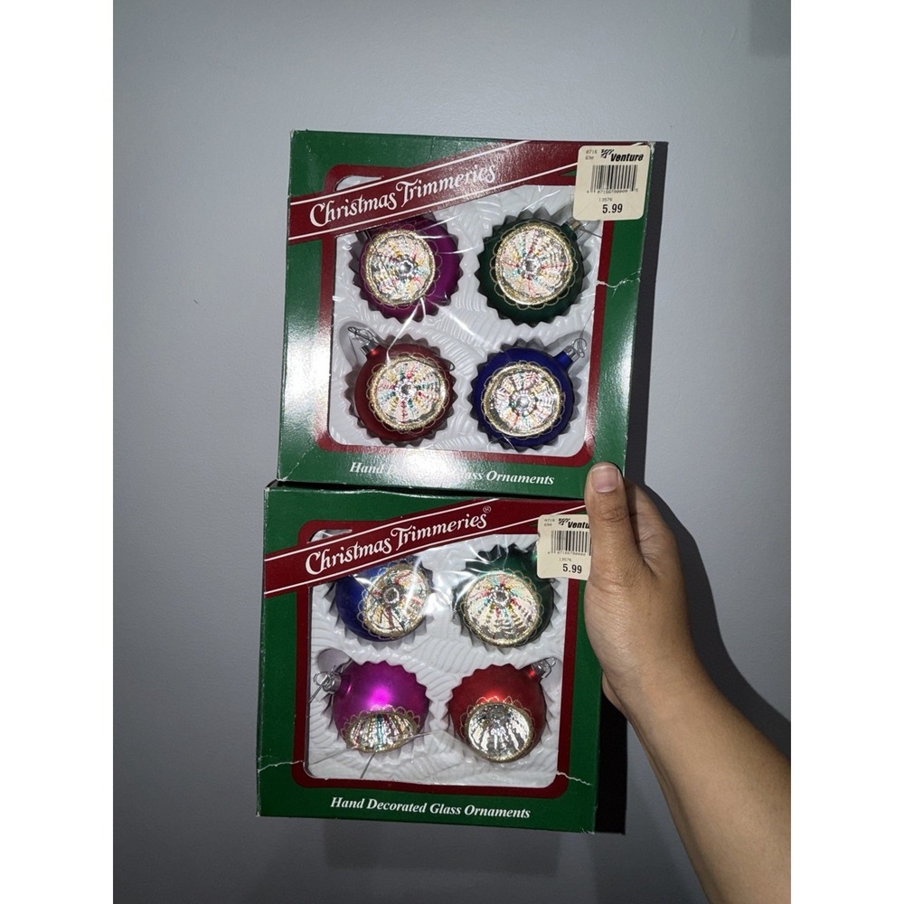 2 Boxes Bradford Trimmeries 12 Indent Mini Ornaments NIB‎ NOS